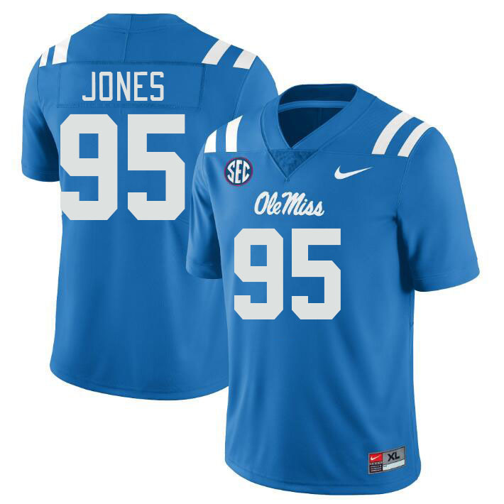 Ole Miss Rebels #95 Benito Jones College Football Jerseys Stitched Sale-Power Blue